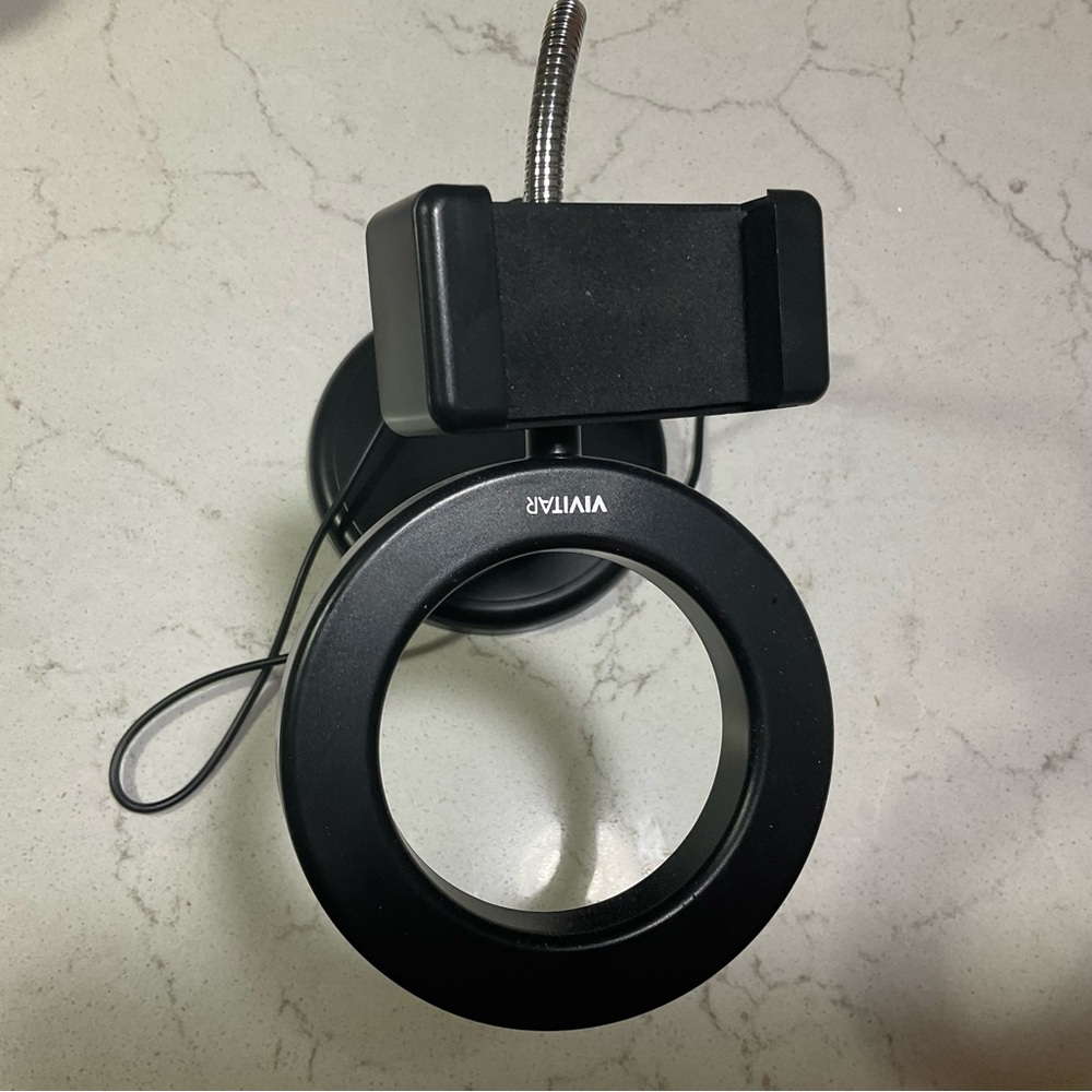 Vivitar Vlogging Desk Lamp White LED Ring Light w/ Smart Phone Holder USB